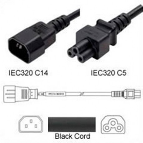 C14 Male to C5 2.5m 2.5a/250v H05VV-F3G1.0 & 18/3 SJT Power
