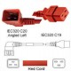 Red Power Cord C20 Left Male to C19 Female 1.8 Meters 20 Amp