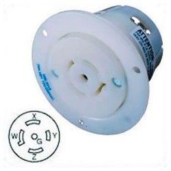 Hubbell HBL2516 NEMA L21-20 Flanged Female Outlet - White