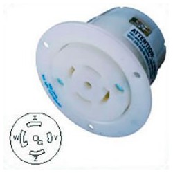 Hubbell HBL2816 NEMA L21-30 Flanged Female Outlet - White