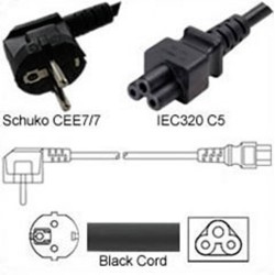 Schuko CEE 7/7 Down Male to C5 Female 1.8 Meters 2.5 Amp 250