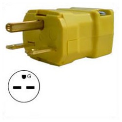 Hubbell HBL5666VY NEMA 6-15 Male Plug - Valise, Yellow
