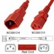Red Power Cord C14 Male to C13 Female 1.0 Meter 10 Amp 250 Volt