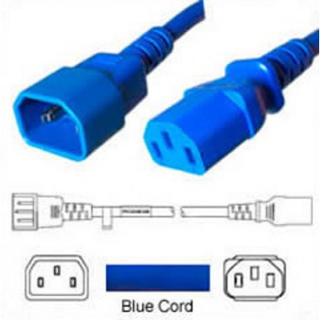 Blue Power Cord C14 Male to C13 Female 1.0 Meter 10 Amp 250