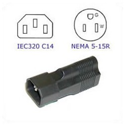 C14 Plug to North America NEMA 5-15 Connector Block Adapter -