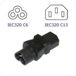 C6 Plug to C13 Connector Block Adapter - Black