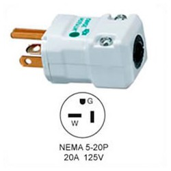 Hubbell HBL8364V NEMA 5-20 Hospital Grade Male Plug - Valise