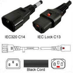IEC-Lock C14 Male to C13 Female Locking 0.6 Meter 10 Amp 250