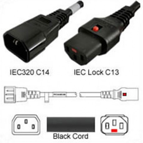 IEC-Lock C14 Male to C13 Female Locking 0.6 Meter 10 Amp 250