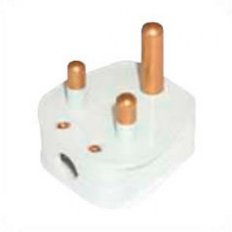 India BS546 15 Amp 250 Volt White Down Angle Entry Male Plug