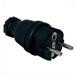 France CEE 7/6 16 Amp 250 Volt Black Straight Entry Male Plug -