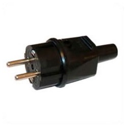 Germany CEE 7/4 16 Amp 250 Volt Black Straight Entry Male Plug