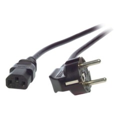 Power Cable Schuko CEE7 7 90 graden to C13 180 graden black, 2m