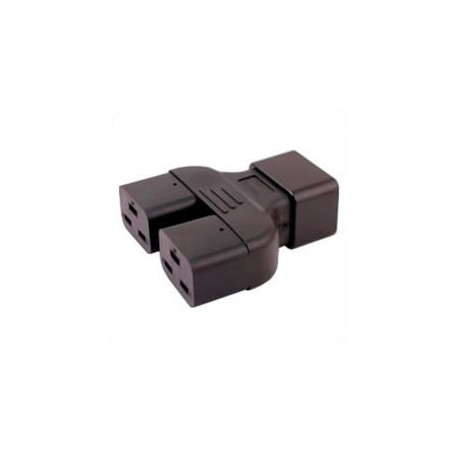 C20 Plug to x2 C19 Connector Block Adapter - Black