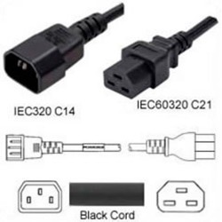 C14 Male to C21 Female 3.0 Meters 15 Amp 250 Volt 14/3 AWG SJT