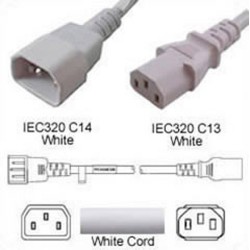White Power Cord C14 Male to C13 Female 0.5 Meter 10 Amp 250