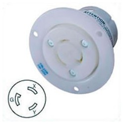 Hubbell HBL2326 NEMA L6-20 Flanged Female Outlet - White