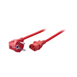 Power Cord Schuko 90 graden to IEC C13 red, 1.