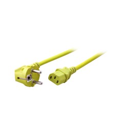 Power Cord Schuko 90 graden to IEC C13 yellow, 1.
