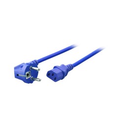 Power Cord Schuko 90 graden to IEC C13 blue, 1.