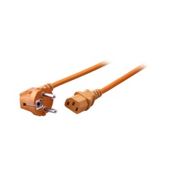 Power Cord Schuko 90 graden to IEC C13 orange, 1.