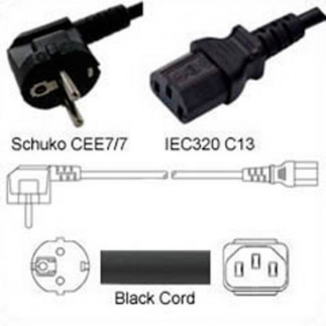 Schuko CEE 7/7 Down Male to C13 Female 0.5 Meters 10 Amp 250