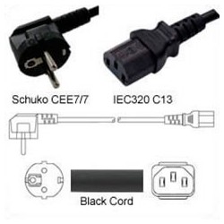 Schuko CEE 7/7 Down Male to C13 Female 2.0 Meters 10 Amp 250