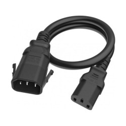 C14 to C13 P-Lock, 1,0 m Black, 10a/250v, H05VV-F 0,75 Power Cord