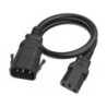 C14 to C13 P-Lock, 1,0 m Black, 10a/250v, H05VV-F 0,75 Power Cord