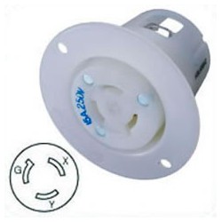 Hubbell HBL4585C NEMA L6-15 Flanged Female Outlet - White