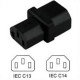 C14 Plug to C13 Connector Block Adapter - Black CE