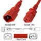 Red Power Cord C14 Male to C13 Female 0.6 Meters 10 Amp 250