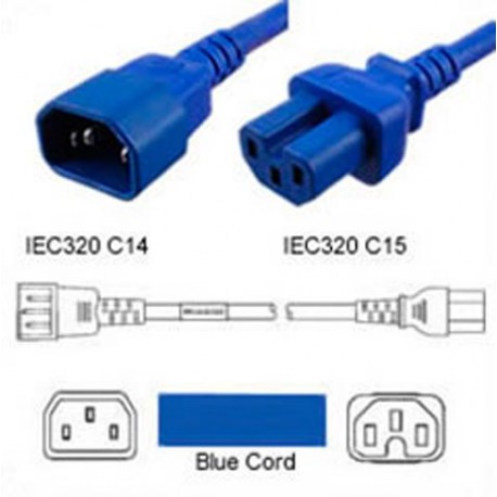 Blue Power Cord C14 Male to C15 Female 2.0 Meter 10 Amp 250