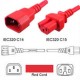 Red Power Cord C14 Male to C15 Female 1.0 Meter 10 Amp 250 Volt