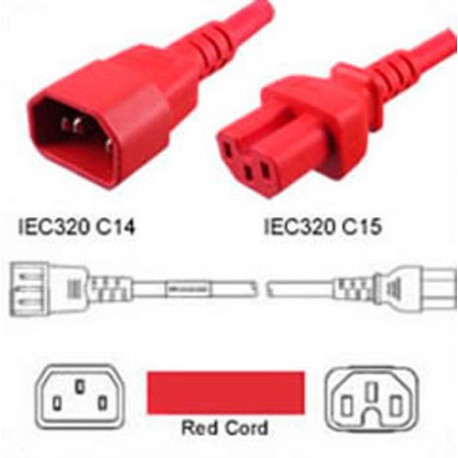 Red Power Cord C14 Male to C15 Female 2.0 Meter 10 Amp 250 Volt