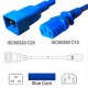 Blue Power Cord C20 Male to C13 Female 1.0 Meter 10 Amp 250