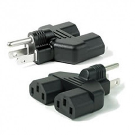 North America NEMA 5-15 Plug to x2 C13 Connector Block Adapter