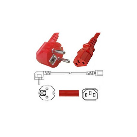Red Power Cord Schuko CEE 7/7 Down Male to C13 Female 1.8
