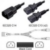 Splitter Cord Schuko/x2 C13 Black 1.0 m, 10a/250v H05VV-F3G1.0 18cm legs