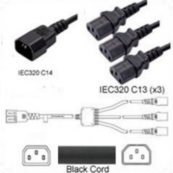Splitter Cord C14/x3 C13 Black 1,0 m, 10a/250v H05VV-F3G1.0