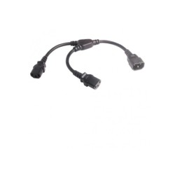 Splitter Cord C14/x2 C13 Black 1,0 m, 10a/250v H05VV-F3G1.0 18cm legs