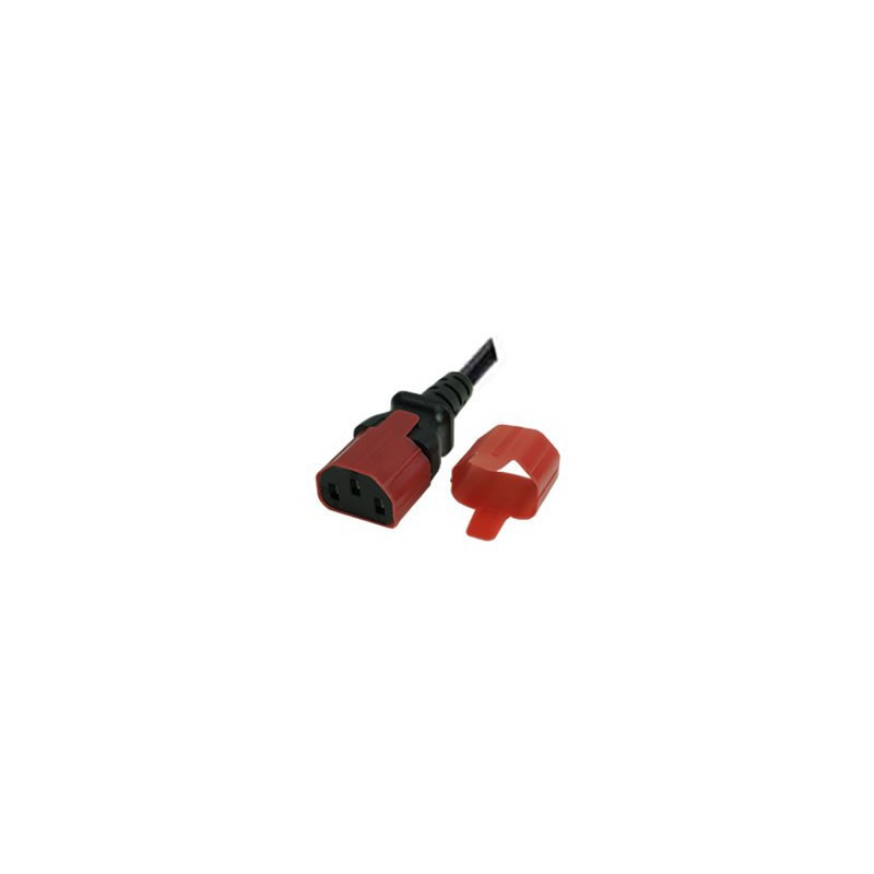 Secure Sleeve C13 into C14 Inlet with Tab Red