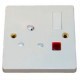 India BS546 15 Amp 250 Volt White Panel Mount Wall Socket -