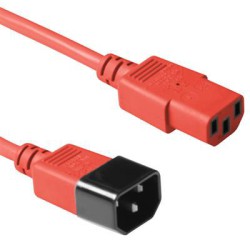 Power Cord IEC 60320 C14 Male to C13 Female red RAL3020, 1.