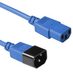 Power Cord IEC 60320 C14 Male to C13 Female blue RAL5012, 1.