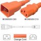 Orange Power Cord C20 Male to C13 Female 4.5 Meters 15 Amp 250
