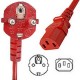 Red Power Cord Schuko CEE 7/7 Down Male to C13 Female 2.5