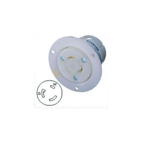 Hubbell HBL2316 NEMA L5-20 Flanged Female Outlet - White