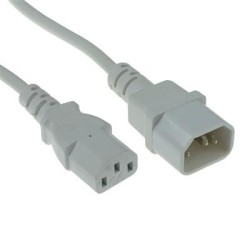 Power Cord IEC 60320 C14 Male to C13 Female white RAL9010, 1.