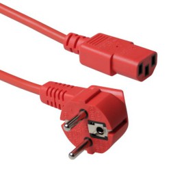 Power Cable Schuko 90 graden to C13 180 graden red, 1.